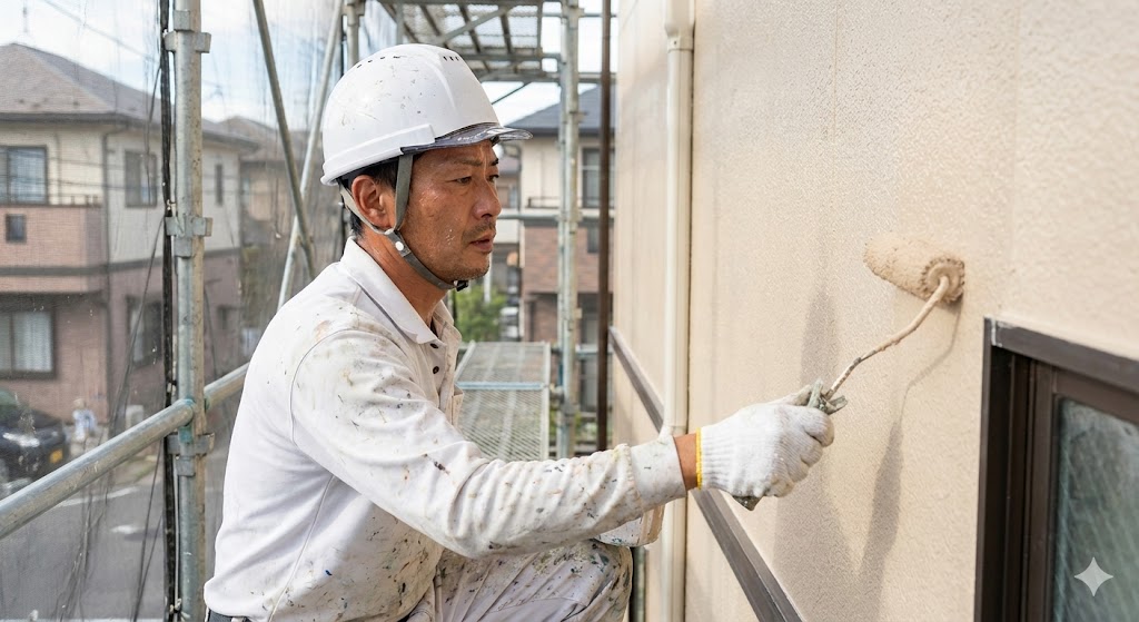 Pintor japonês trabalhando / 日本人職人が塗装中